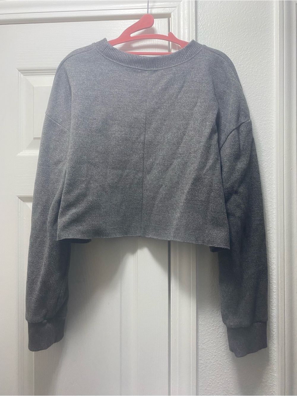 Zara Women's Cropped Crewneck Sweater - Gray - Picture 3 of 4